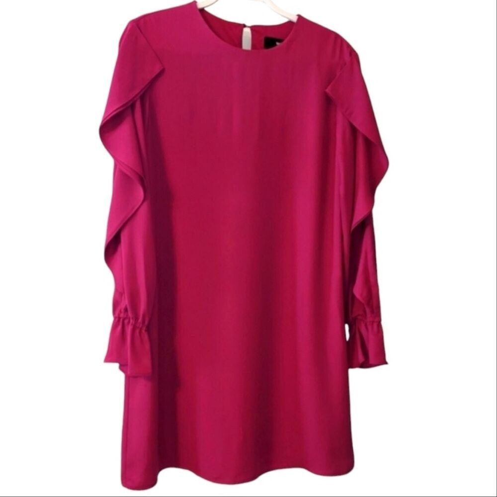 MOSSIMO Magenta Knee-length  Tunic Dress Sheath Ruffling Coquette Feminine Small